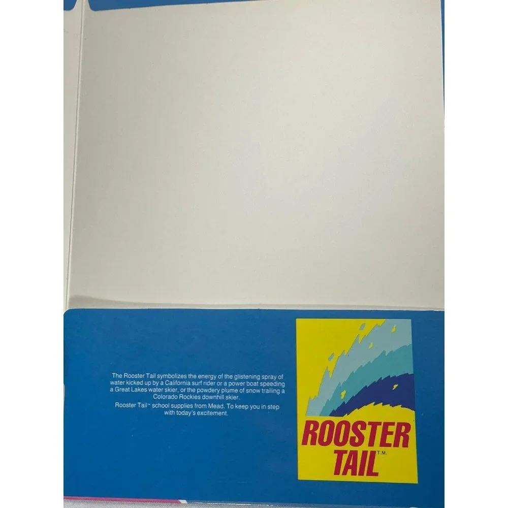 Rooster Tail Vintage 1987 Mead Portfolio To Pocket No Holes School Folder Tropic